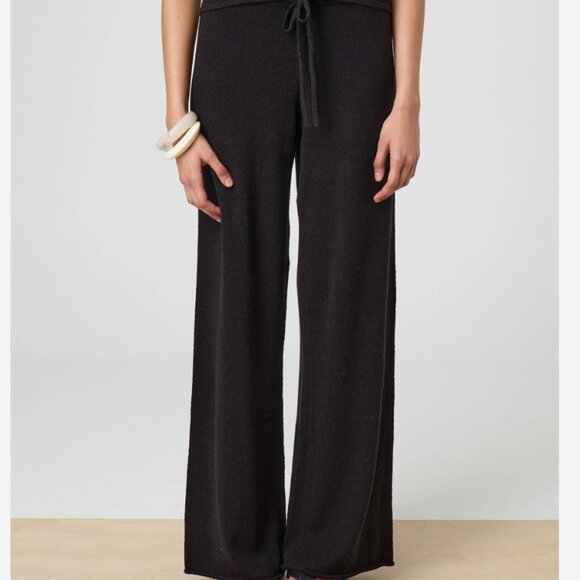 Co | Black Knit Drawstring Wide Leg High Waisted Pant L - Picture 1 of 10